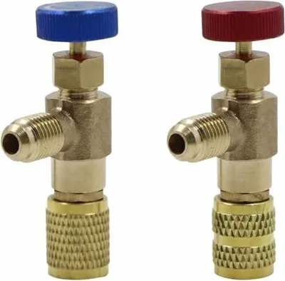 Produktbild von 2 Stück Kältemittel Sicherheitsventil, R410A R22 Anschluss Schnellkupplung Vakuumpumpe Klimaanlage Sicherheitsventil Verbindung Adapter