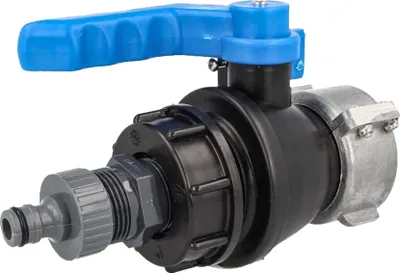 Produktbild von tecuro IBC Adapter Kugelventil mit Steckkupplung, beidseitig Grobgewinde S60 x 6