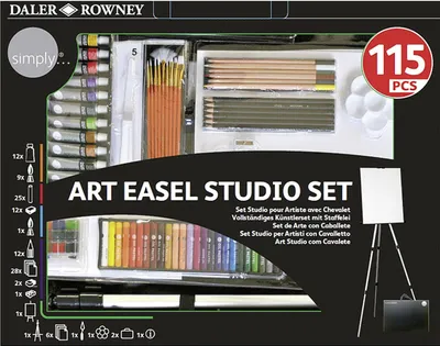 Image de DALER-ROWNEY Set d'artiste avec chevalet 115 pièces