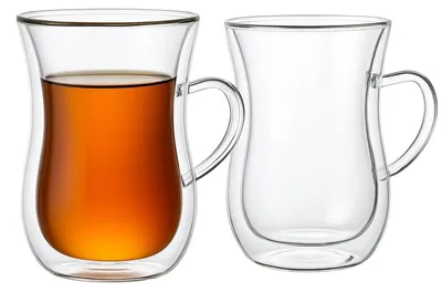 Produktbild von Bricard doppelwandiges Teeglas 150 ml, 2er-Set aus Borosilikat mit Henkel