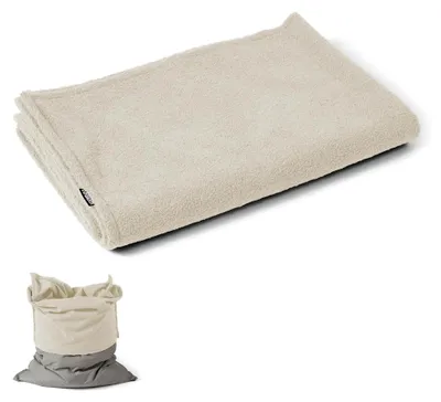 Produktbild von Sitzsackbezug aus Bouclé 'Das Kuschel-Cover', Bezug für den Riesen-Sitzsack 'Der Große', Teddybezug in Natur für Sitzkissen & Liegekissen, geeignet für alle gängigen Sitzsäcke bis 140x180 cm