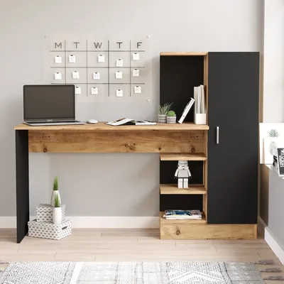 Obrázok produktu pre Písací stôl so skrinkou CITY 2 čierna / borovica