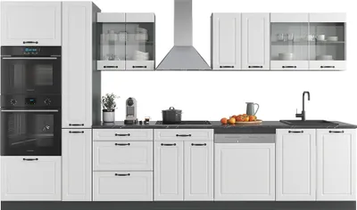 Produktbild von Küchenzeile Vicco R-Line Weiß Landhaus/Anthrazit 350 cm mit Hochschrank, ohne Arbeitsplatte, Model 37660
