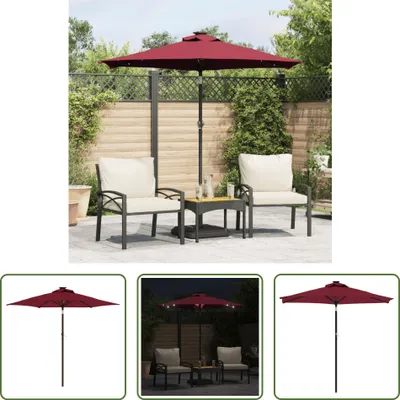 Immagine prodotto di The Living Store ombrellone con LED e asta in acciaio rosso vino 225x225x212 cm