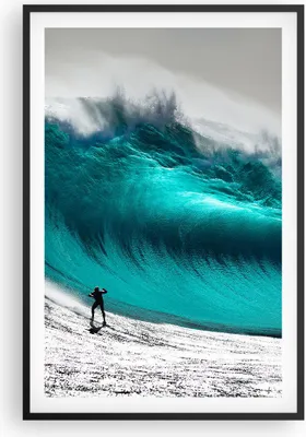 Produktbild von Gerahmtes Poster - Schwarzer Rahmen - Surfen Welle Türkis - 61x91,5 cm - Wand Bild - Wanddeko - Wandbilder - Kunstposter - Wandposter - Bilderrahmen - Bilder - Kunstdruck - Wandbild - P2BPA61x91-4351