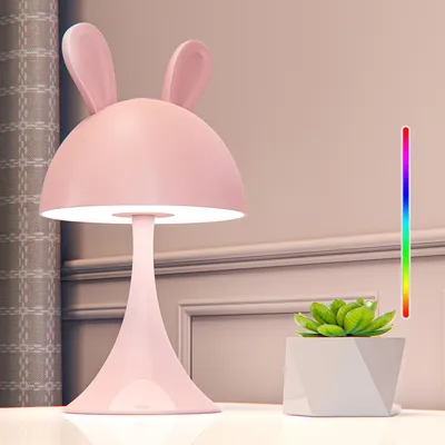 LED-Nachtlampe Hase Rosa, Touch, 7 Modi, RGB, aufladbar