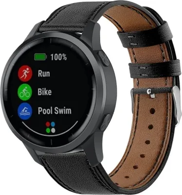 Produktbild von Strap-it Garmin Vivoactive 4 Armband Leder - 45mm - elegantes Schwarz