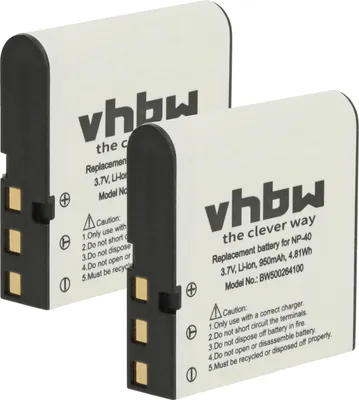 Produktbild von vhbw 2x Akku kompatibel mit Lidl / Silvercrest IAN 79938 Kamera (950 mAh, 3,6 V, Li-Ion)