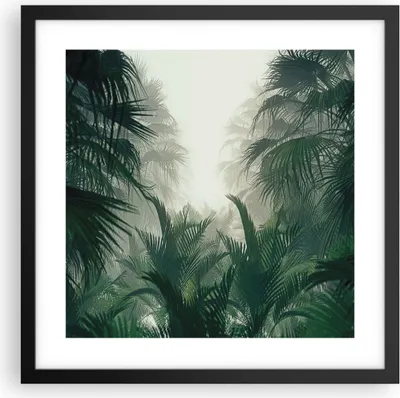 Produktbild von Gerahmtes Poster - Schwarzer Rahmen - Dschungel Blätter Palmen - 40x40 cm - Wand Bild - Wanddeko - Wandbilder - Kunstposter - Wandposter - Bilderrahmen - Bilder - Kunstdruck - P2BAC40x40-4504