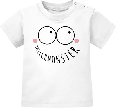 Produktbild von Baby T-Shirt kurzarm Babyshirt Milchmonster lustig Jungen Mädchen Shirt Moonworks® weiß 92/98 (16-24-Monate)