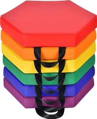 Produktbild von COSTWAY 6er Set Kinder Stuhlkissen mit Griff, Bodenkissen mit Reißverschluss, Sitzkissen Mehrfarbig, Sitzerhöhung Hauptkissen für Kinderzimmer und Kindergarten 38x34cm (Bunt)