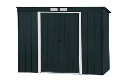 Produktbild von Duramax Metall Gartenhaus 263x113 Geräteschuppen Garten Gerätehaus Schiebetür, H. 181 x B. 263 x T. 113 cm, Metall