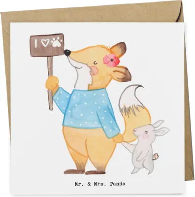 Produktbild von Mr. & Mrs. Panda Klappkarte Tierschützerin Herz - Weiß - Geschenk, faltkarte, doppelkarte, Glückwunschkarte, Grußkarte, anlasskarte