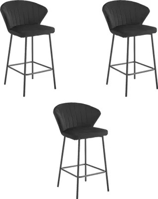 Image de Lot de 3 tabourets GATTA Valora noirs | Lot de 3 tabourets GATTA modernes et élégants