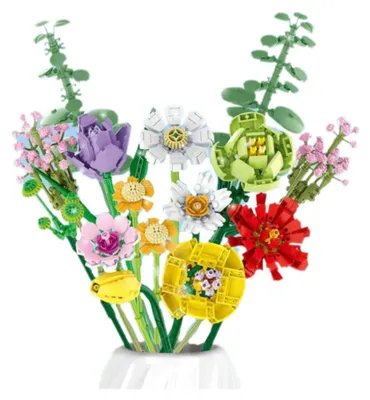 Image de Construction Blocks Bouquet décoratif Fleurs colorées 854 El.