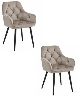 Produktbild von JORK Stuhl – dunkelbeige Samtbezug / schwarze Beine (2 Stück)