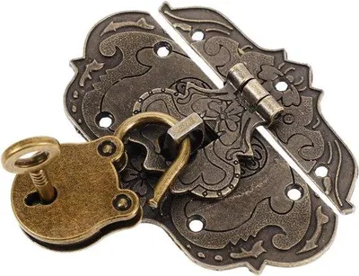 Produktbild von Antiek-Schloss mit dekorativen Schlüsseln - Vintage-Stil - Sierliche Details - Schlüsselkasten für Safe oder Lade - Zinklegierungs-Material - Schlüsselset für Kaffee - Antique-Style Lock