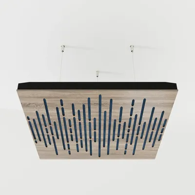 Productafbeelding van Set van 4 akoestische wandpanelen WAVE, fluweel, 50x50x5 cm, Sonoma/Blauw