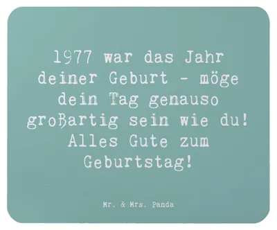 Produktbild von Mr. & Mrs. Panda Mouse Pad Spruch 1977 Geburtstag - Meeresbrise - Geschenk, großartiger Mensch, notebook mauspad, Geburtstagsspruch, Happy Birthday, laptop mousepad