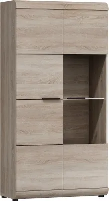 Produktbild von Furniture24 Vitrine LINK, Standvitrine, Wohnzimmerschrank, Vitrinenschrank mit 2 Türen Ohne Beleuchtung
