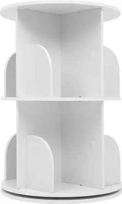 Immagine prodotto di Libreria girevole - Libreria rotonda a 2 ripiani - Girevole a 360° - Modello angolare stretto - Da montare - Bianco