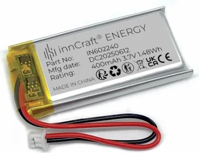 Obrázek produktu pro Lithium-polymerová baterie innCraft Energy 400mAh 3,7V, 40x22x6 Model 602240 2P Molex 51021-020 1,25mm konektor