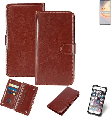 Produktbild von K-S-Trade 360° Hülle kompatibel mit nubia Z40 Pro braun Kunstleder Case BookCase WalletCase Kunstlederederhülle Handyhülle, Rundumschutz Bumper