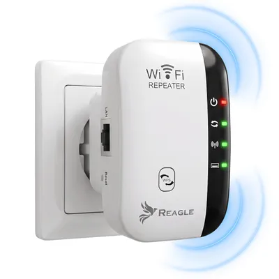 Produktbild von WLAN Repeater 300Mbps WiFi Signal Verstärker 3 in 1 Extender WLAN Adapter AP Modus WPS 2.4 GHz für Haus Büro Internet Reichweite Erhöhen Reagle