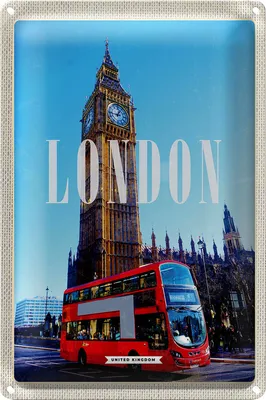 Produktbild von Blechschild Reise 20x30cm London red Bus roter Bus Big Ben