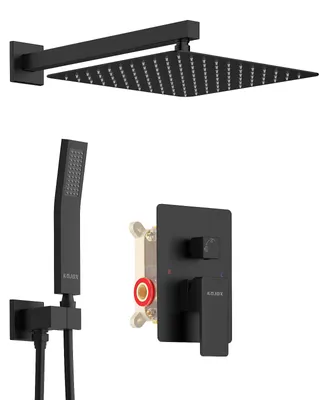 Produktbild von KOJOX 30,5 cm (12 Zoll) mattschwarzes Duschsystem mit Hochdruck-Regenduschkopf,