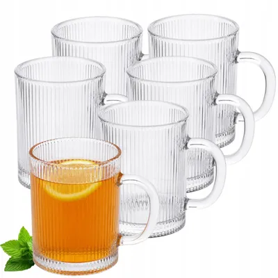 Produktbild von Ecarla Set 6 Kaffeegläser Teegläser mit Henkel 350ml