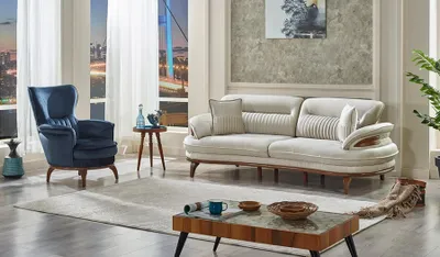 Produktbild von Sofagarnitur 2tlg Wohnzimmer Komplett 3+1 Sitzer Modern Design Polstermöbel