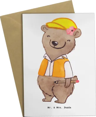 Produktbild von Mr. & Mrs. Panda Grußkarte Bauingenieurin Herz - Weiß - Geschenk, Baustelle, dankeskarten, einladungskarten, valentinstagskarte, Beileidskarte, Studium, osterkarte