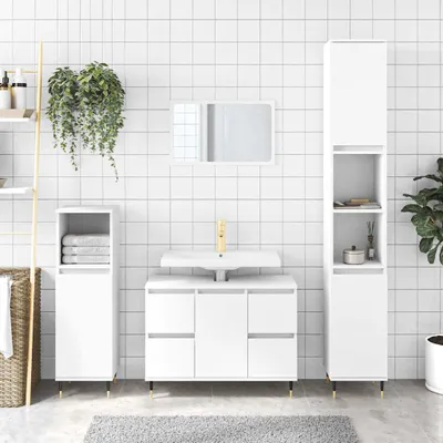 Produktbild von vidaXL Badschrank Weiß 80x33x60 cm Holzwerkstoff