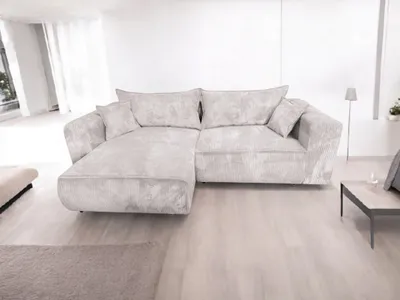 Produktbild von Rohová pohovka Berlin 255x160 Béžová CORD s funkcí spaní a boxem na postel Béžová POSO 100 Levá
