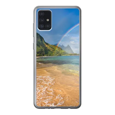 Produktbild von MuchoWow® Handyhülle Schutzhülle Hülle für Samsung Galaxy A52 5G Ein schöner Regenbogen am Tunnels Beach in Hawaii Silikon Softcase Handy Hülle - Umschlag