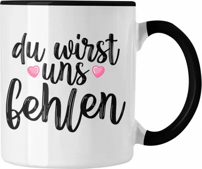 Produktbild von Trendation - Du Wirst Uns Fehlen Tasse Geschenk zum Abschied Kollegin Kollege Abschiedsgeschenk Jobwechsel Neuer Job (Schwarz)