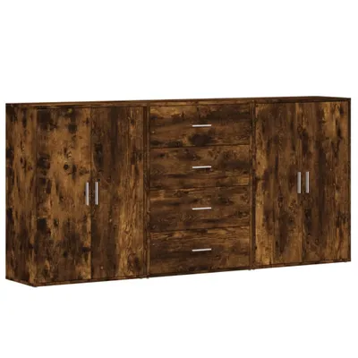 Produktbild von Sideboards 3 Stk. Räuchereiche 60x31x84 cm Holzwerkstoff