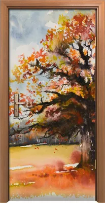 Produktbild von Türposter 90x200 cm Türaufkleber Türtapete Türfolie Klebefolie Baum Herbst Landschafts Blätter