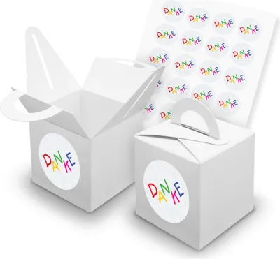 Produktbild von itenga SET 24x Würfelboxen mit Griff Weiß (V42) + Motivsticker (M28)