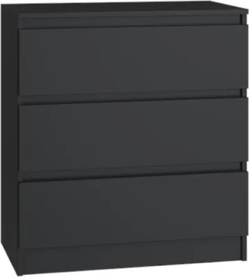 Produktbild von VBChome Kommode mit 3 Schubladen 70 x 40 x 77 cm Schwarz Grifflose Schubladenkommode Mehrzweckschrank für Flur Schlafzimmer Wohnzimmer Kinderzimmer Modern Schwarz