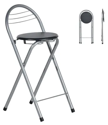 Image de Ensemble de 8 tabourets pliants avec dossier, noir et argent