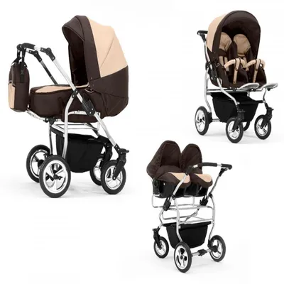Produktbild von Zwillingskinderwagen 4 in 1 Duo inkl. Autositze - 13 Teile - in 20 Farben