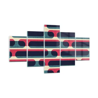Produktbild von Bilder auf glas - 5 Teile - Abstraktion Muster Modern - 125x70cm - Glasbilder - Wandbilder - Bilder - zum Aufhängen bereit - Wanddekoration aus Glas - Glas Bilder - Wandbild auf Glas - GEA125x70-4200