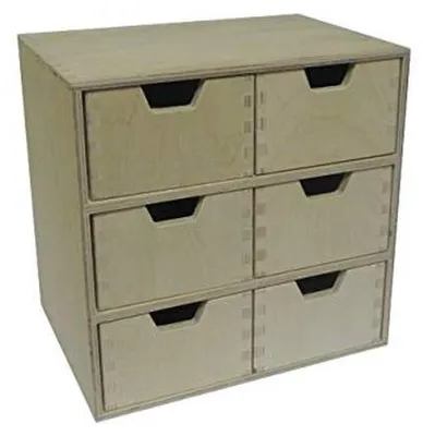 Productafbeelding van Omgoods - Houten Opbergdoos met 6 Laden voor DIY Projecten