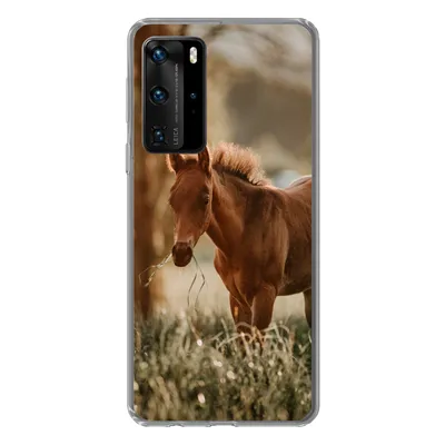 Produktbild von MuchoWow® Handyhülle Schutzhülle Hülle für Huawei P40 Pro Pferd - Licht - Wiese Silikon Softcase Handy Hülle - Schutz