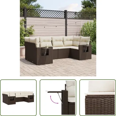 Produktbild von The Living Store 6-tlg. Garten-Sofagarnitur mit Kissen Braun Poly Rattan