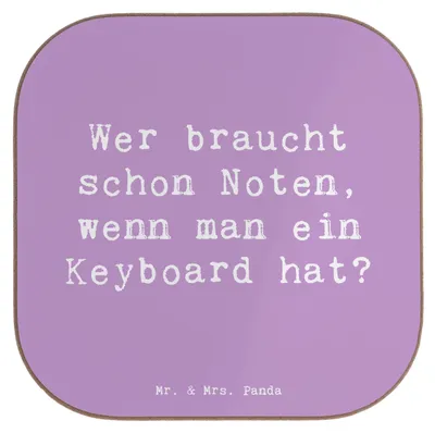 Produktbild von Mr. & Mrs. Panda Untersetzer für Gläser Spruch Keyboard Freude - Lavendeltraum - Geschenk, Musik, Intuition, gläseruntersetzer, Musiker, Tischuntersetzer, Glas, Lernen