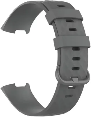 Productafbeelding van CHPN - Horlogeband - Bandje geschikt voor Fitbit - Fitbit Charge 3 en 4 - Sportbandje - Grijs - M/L - Horlogeband - Exclusief Fitbit - Bandje - Armband