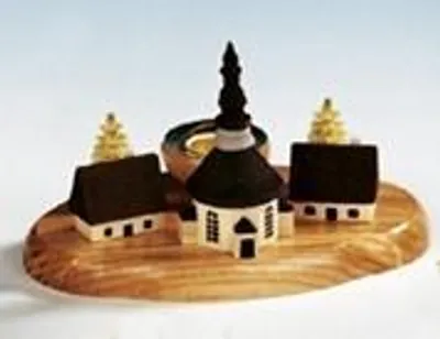Produktbild von Tischdekoration Kerzenhalter Seiffener Dorf bunt  Größe 7cm NEU
